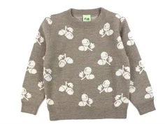 FUB hazel melange/ecru acorn strikbluse merinould